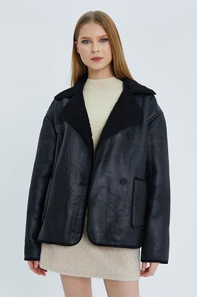کاپشن مشکی زنانه رگولار Shopping Shop - کد 895677352