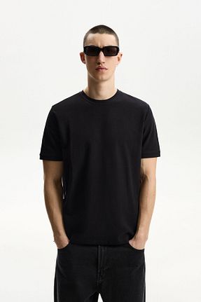 تیشرت مشکی مردانه Relaxed Bershka - کد 895601425