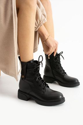 بوت / نیم بوت مشکی زنانه چرم خالص FOLLİNİ - کد 895694259