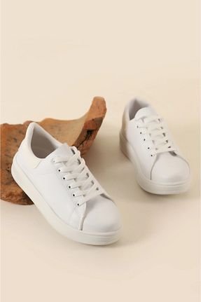 کفش اسنیکر سفید زنانه بند دار AristocratShoes - کد 895778584