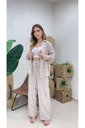 ست بالاتنه و پائین تنه بژ زنانه بافتنی Nazline - کد 895729726