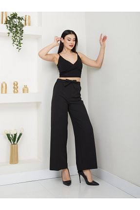 شلوار پارچه ای مشکی زنانه کش دار Banadamoda - کد 895725526