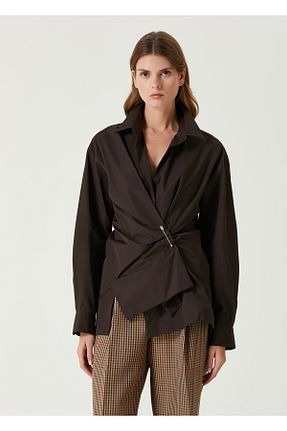 پیراهن قهوه ای زنانه یقه پیراهنی Dries Van Noten - کد 897133907