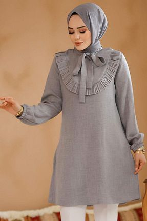 تونیک حجاب طوسی زنانه مخلوط پلی استر Neva Style - کد 895866011