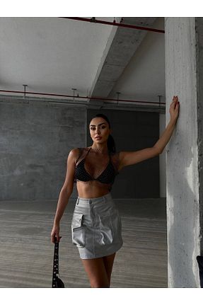 دامن متالیک زنانه چرم مصنوعی MONETA ANİTA - کد 760911030