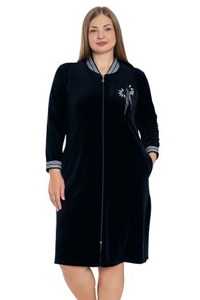 لباس سایز بزرگ سرمه ای زنانه مخمل İntensive - کد 873747697