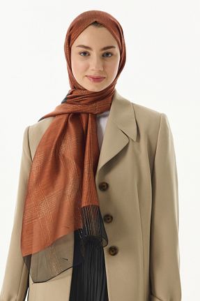 شال نارنجی زنانه ابریشم FENZA SCARF - کد 895943900