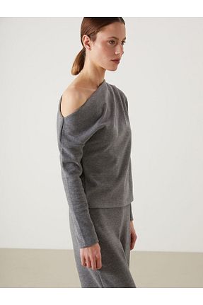 بلوز طوسی زنانه ساده LC Waikiki - کد 895967178