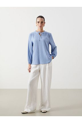 بلوز آبی زنانه ساده LC Waikiki - کد 904783881