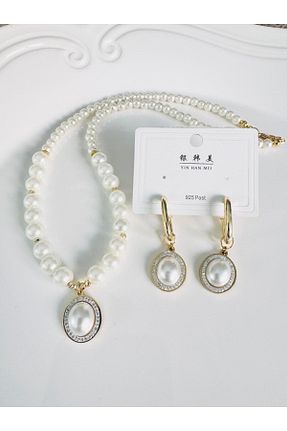 ست جواهر سفید زنانه استیل ضد زنگ DEVİ fashion - کد 896012050