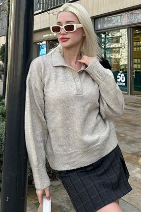 پلیور بژ زنانه ساده Madmext - کد 896011242