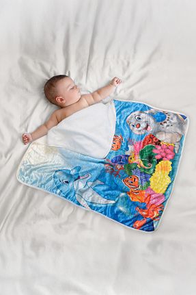 حوله نوزاد و کودک آبی پنبه ای irkkids - کد 896002308