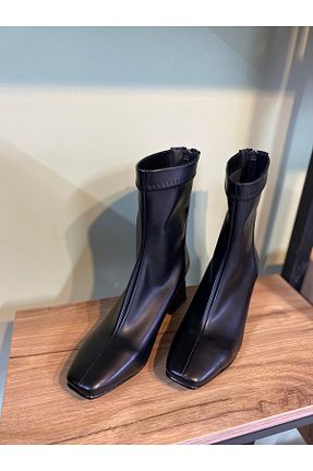 بوت / نیم بوت مشکی زنانه پاشنه ضخیم CHERİE - کد 896027941