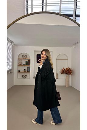 ترنچکت مشکی زنانه پنبه پلی استر Sezgi Tekin - کد 895729938