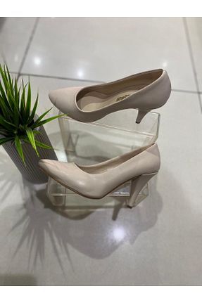 کفش پاشنه بلند پر بژ زنانه پاشنه متوسط (5-9 سانتی متر) Aysun Ayakkabı - کد 896022389
