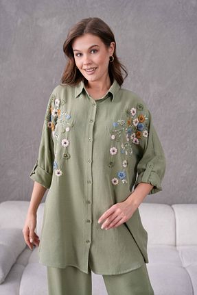 پیراهن خاکی زنانه اورسایز MVStore - کد 896042713