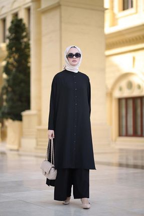 ست بالاتنه و پائین تنه حجاب مشکی زنانه Relaxed NS Moda - کد 896044198