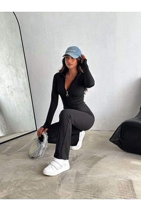 ست بالاتنه و پائین تنه اسپرت مشکی زنانه LOOKMEG - کد 897413138