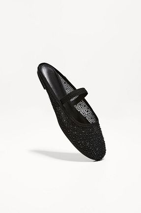 کفش آکسفورد مشکی زنانه پارچه ای Bershka - کد 896056521