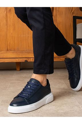 کفش اسنیکر سرمه ای مردانه چرم اصل Luccashoes - کد 896058883