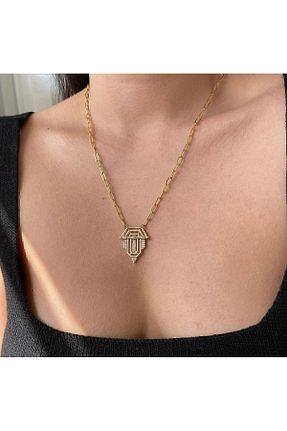 گردنبند استیل ( فولاد ) طلائی زنانه رودیوم Galia - کد 832946465