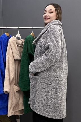 پولار طوسی زنانه اورسایز Saklı Butik - کد 896067172
