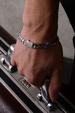 دستبند نقره سفید مردانه 925 عیار Ricco Jewellery - کد 896080421