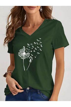 تیشرت سبز زنانه اورسایز mercoledi - کد 896082129