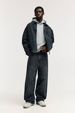 شلوار جین طوسی مردانه پاچه گشاد Pull & Bear - کد 896093371