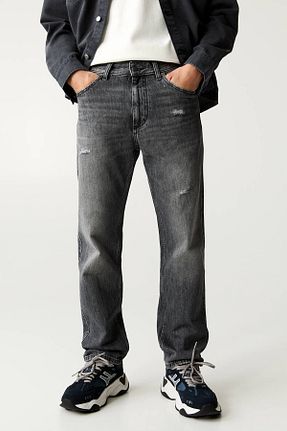 شلوار جین طوسی مردانه پاچه ساده Pull & Bear - کد 896090145