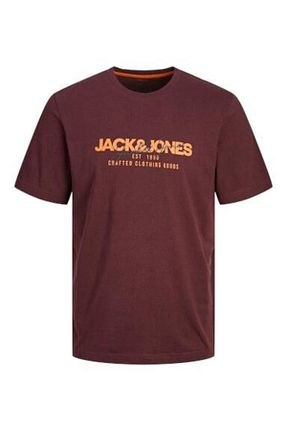 تیشرت زرشکی مردانه یقه دوچرخه Jack & Jones - کد 896093268