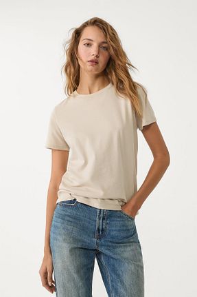 تیشرت طوسی زنانه Straight Stradivarius - کد 864944283