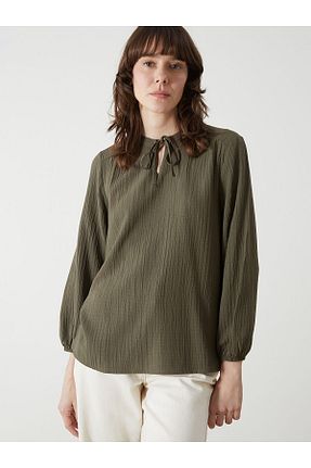 بلوز خاکی زنانه ساده LC Waikiki - کد 896118374