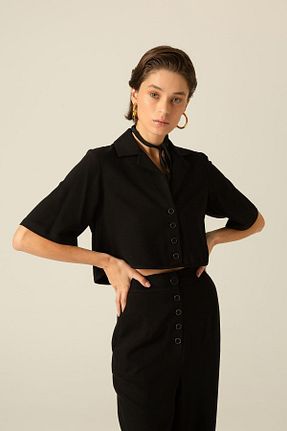 بلوز مشکی زنانه ساده Rue - کد 777646818