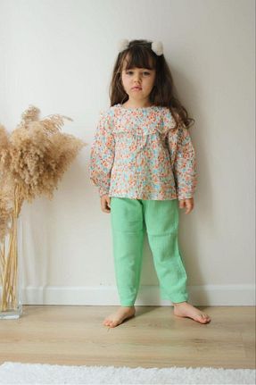 ست بالاتنه و پائین تنه سبز بچه گانه بافتنی MODA - کد 897426913