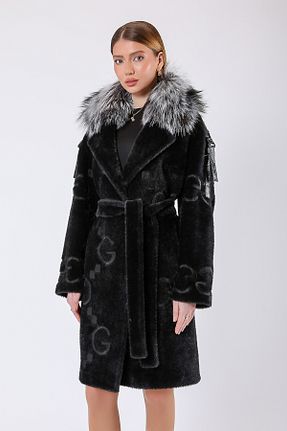 پالتو پشمی مشکی زنانه رگولار Leather Club - کد 897426582
