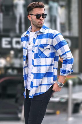 پیراهن آبی مردانه رگولار Madmext - کد 751171367