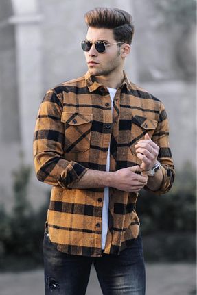 پیراهن قهوه ای مردانه رگولار Madmext - کد 72591889