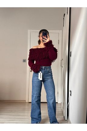 شلوار جین سرمه ای زنانه پاچه پهن MODA - کد 896244623