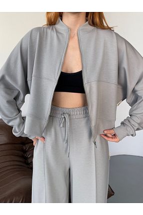 ست بالاتنه و پائین تنه طوسی زنانه بافتنی Cappmoda - کد 897447007