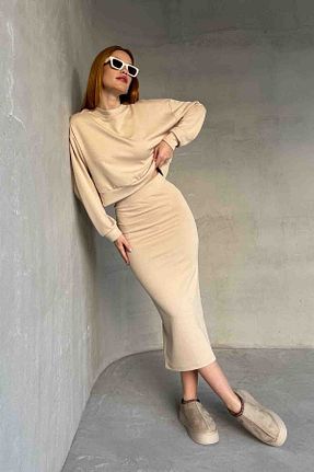 ست بالاتنه و پائین تنه بژ زنانه بافتنی Cappmoda - کد 896245128