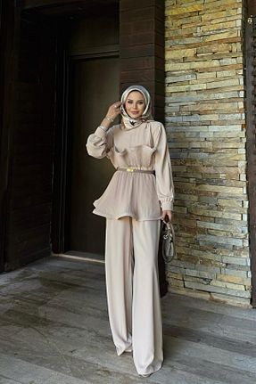 ست بالاتنه و پائین تنه بژ زنانه اسلیم NAGE COLLECTION - کد 894883911