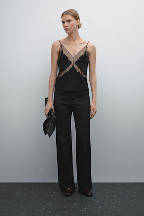 شلوار مشکی زنانه پلی استر Massimo Dutti - کد 891989608