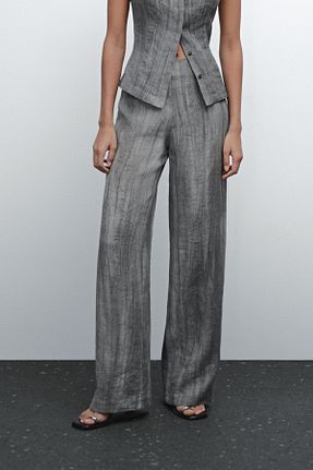 شلوار طوسی زنانه کتان Massimo Dutti - کد 892589012
