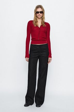 شلوار جین مشکی زنانه پاچه گشاد Massimo Dutti - کد 893310402