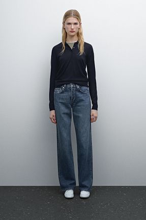 پلیور سرمه ای زنانه ساده Massimo Dutti - کد 888659316