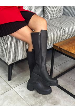 بوت / نیم بوت مشکی زنانه پاشنه متوسط (5-9 سانتی متر) İnci Topuk - کد 882617478