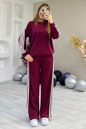 ست بالاتنه و پائین تنه زرشکی زنانه بافت Velista - کد 896279435