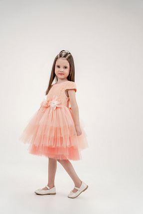 لباس مجلسی و فارغ التحصیلی صورتی بچه گانه توری Eray Kids - کد 897489593