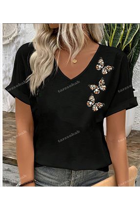 تیشرت مشکی زنانه اورسایز Tarzsokak - کد 896316167